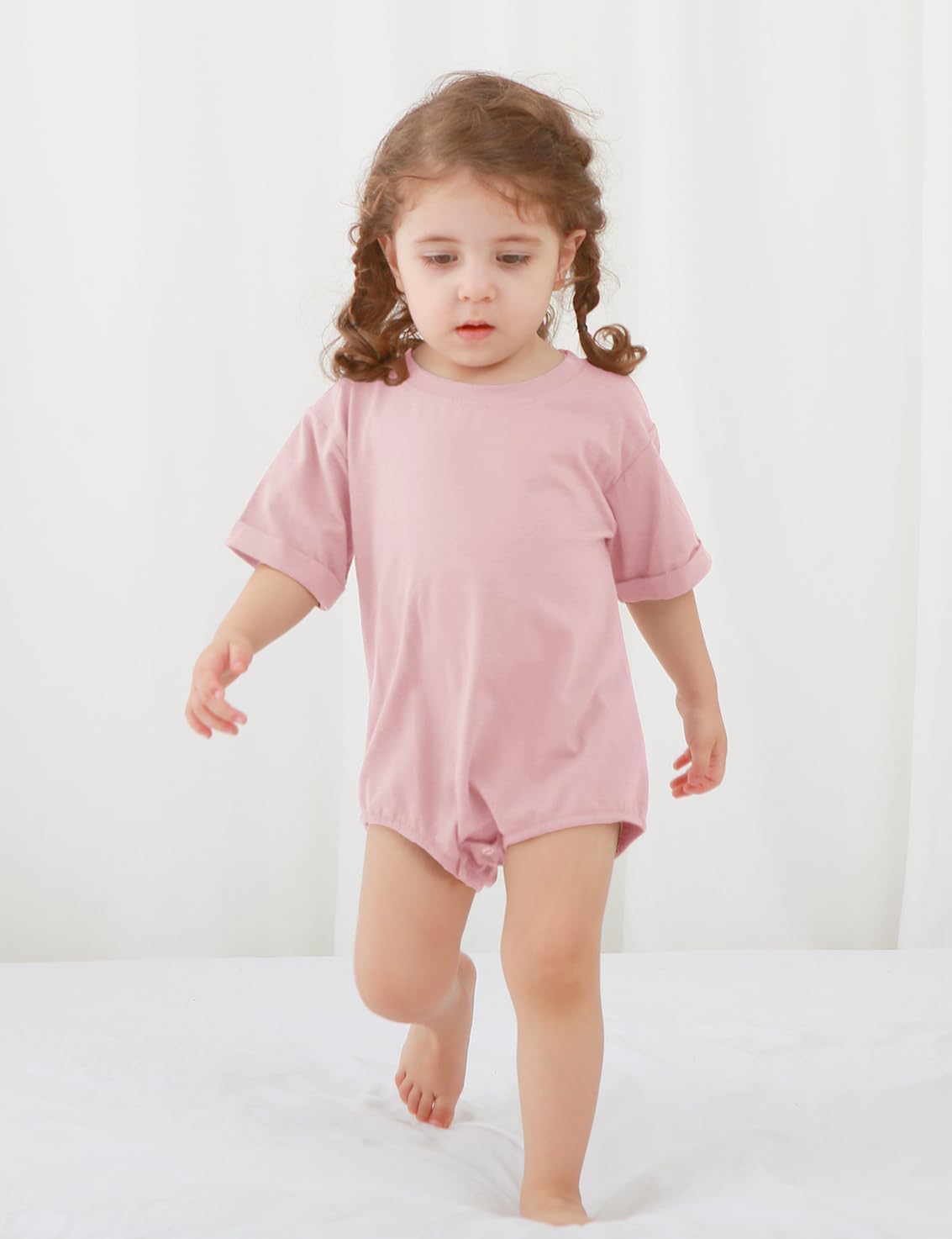 Jimonda Baby Bubble Romper Boy Girl Solid Color T-Shirt Outfits Short Sleeve Bodysuit Organic Cotton 2Pcs