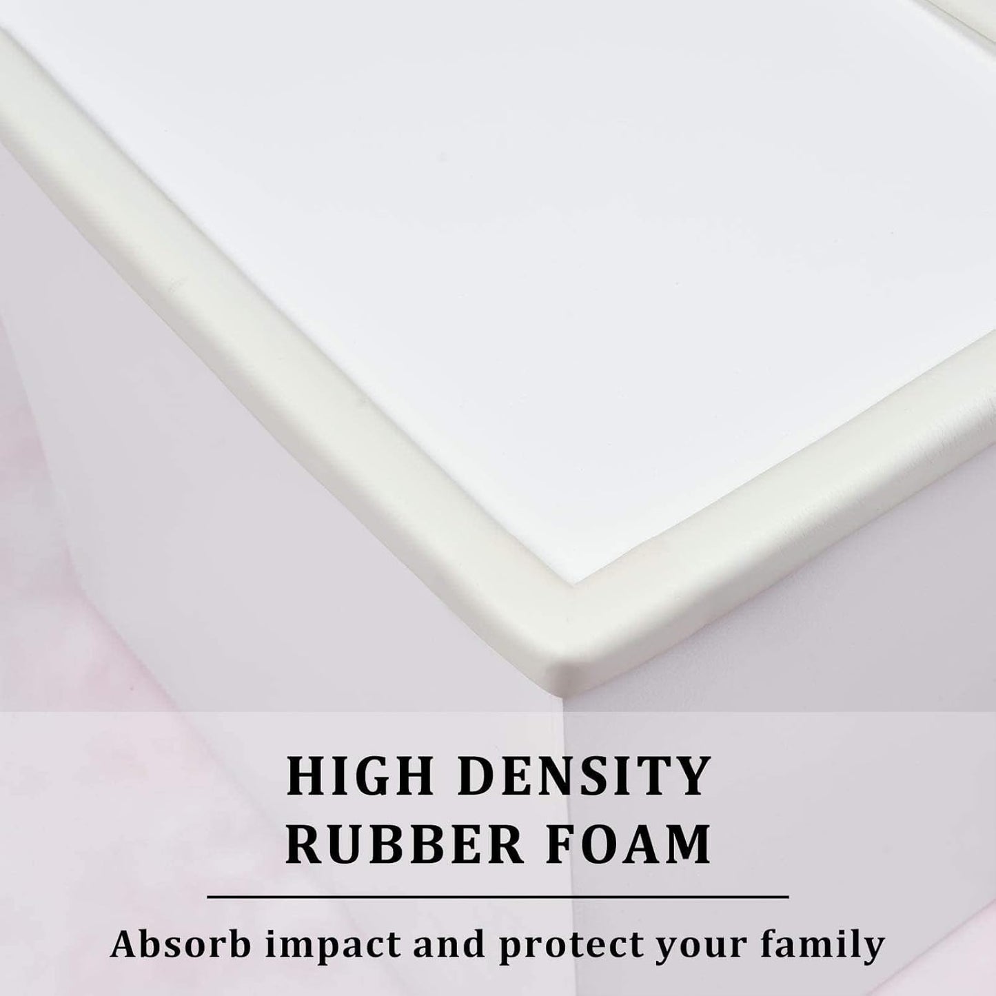 Edge Corner Protector Baby Proofing (Large 20ft Edge 8 Corners), Durable, High Density Rubber Foam, Fireplace Stair Furniture Safety Bumper Guard, 3M Double-Sided Tape, White