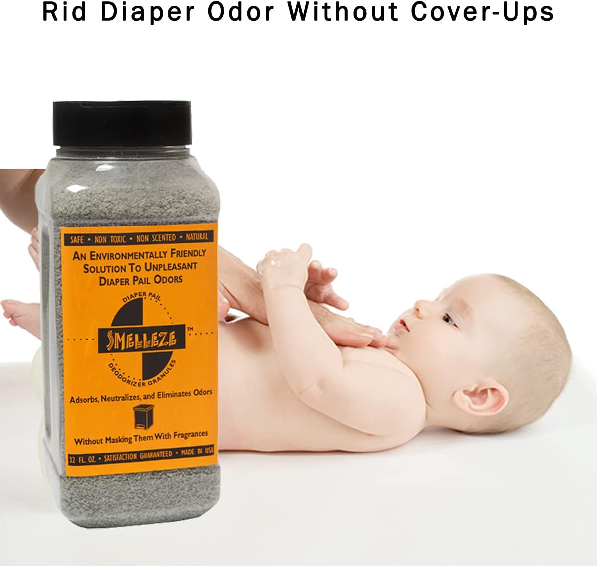 Smelleze Diaper Pail Deodorizer, Odor Eliminator for Diaper Pail, Baby Poop Deodorizer & Human Urine Odor Eliminator, Deodorizes Infant & Adult Diaper Pails - 50 lb. Granules