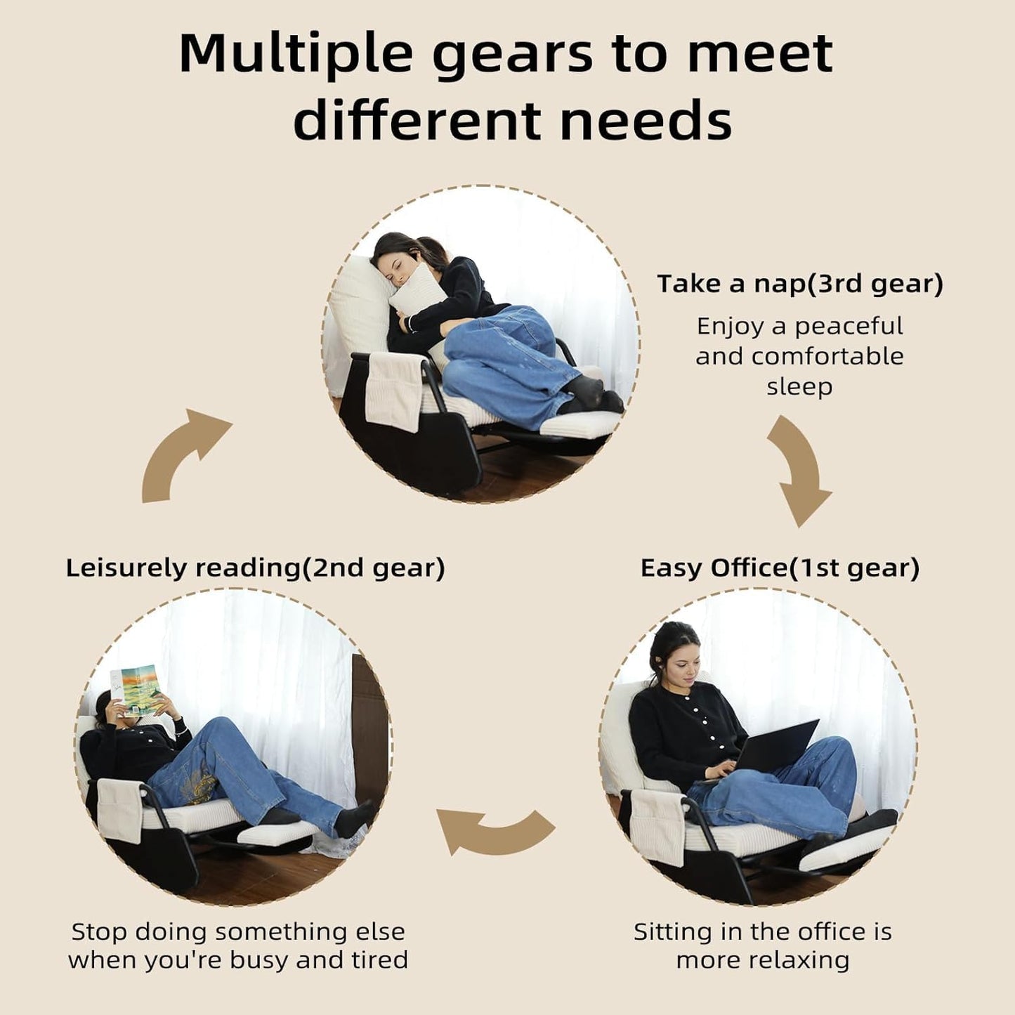 Rocking Chair for Nursery, Modern Upholstered Plush Seating Glider Recliner Chair with High Backrest and Side Pocket, Accent Armchair with Cushions for Living Room/Reading (Burnt Orange)