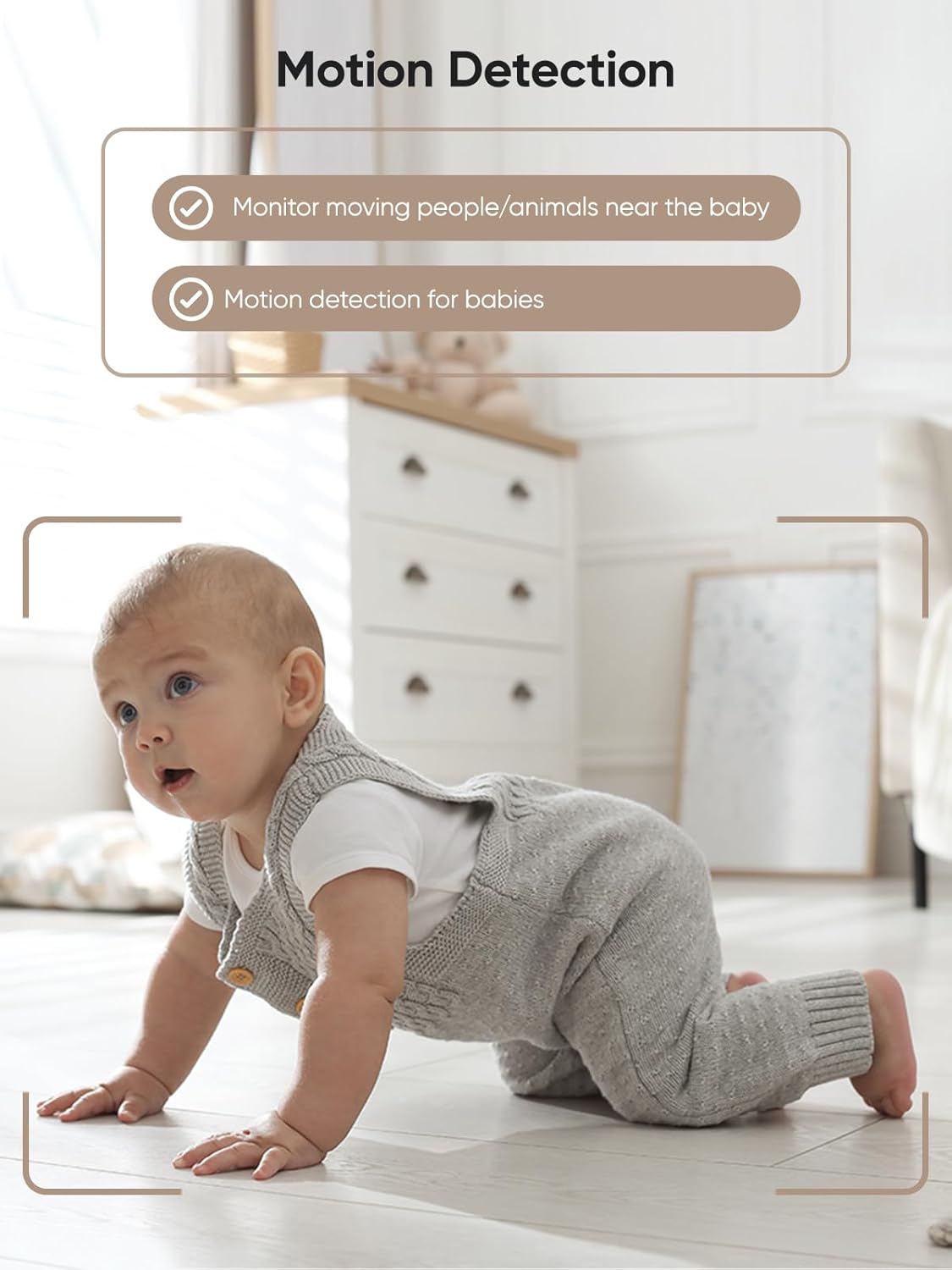 bonoch 5.5" 1440p Baby Monitor with Camera and Audio, No WiFi Baby Camera, 240h Lasting, Smart Detect Sleep Turn Over/Cry/Motion, 7800mAh, Hack Proof Video Monitor, Built-in Sound Machine White Noise
