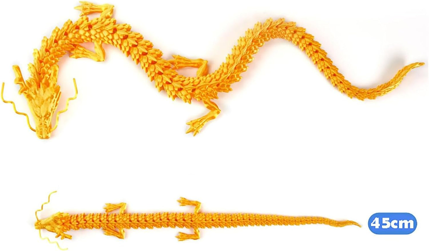 3D Printed Dragon Fidget Toy, 18in Surprise Mystery Dragon, Crystal Dragon Fidget Toy, Articulated Pye Dragon Fish/Display Cabinet/Home/Office Desktop Decor(Shiny Black)