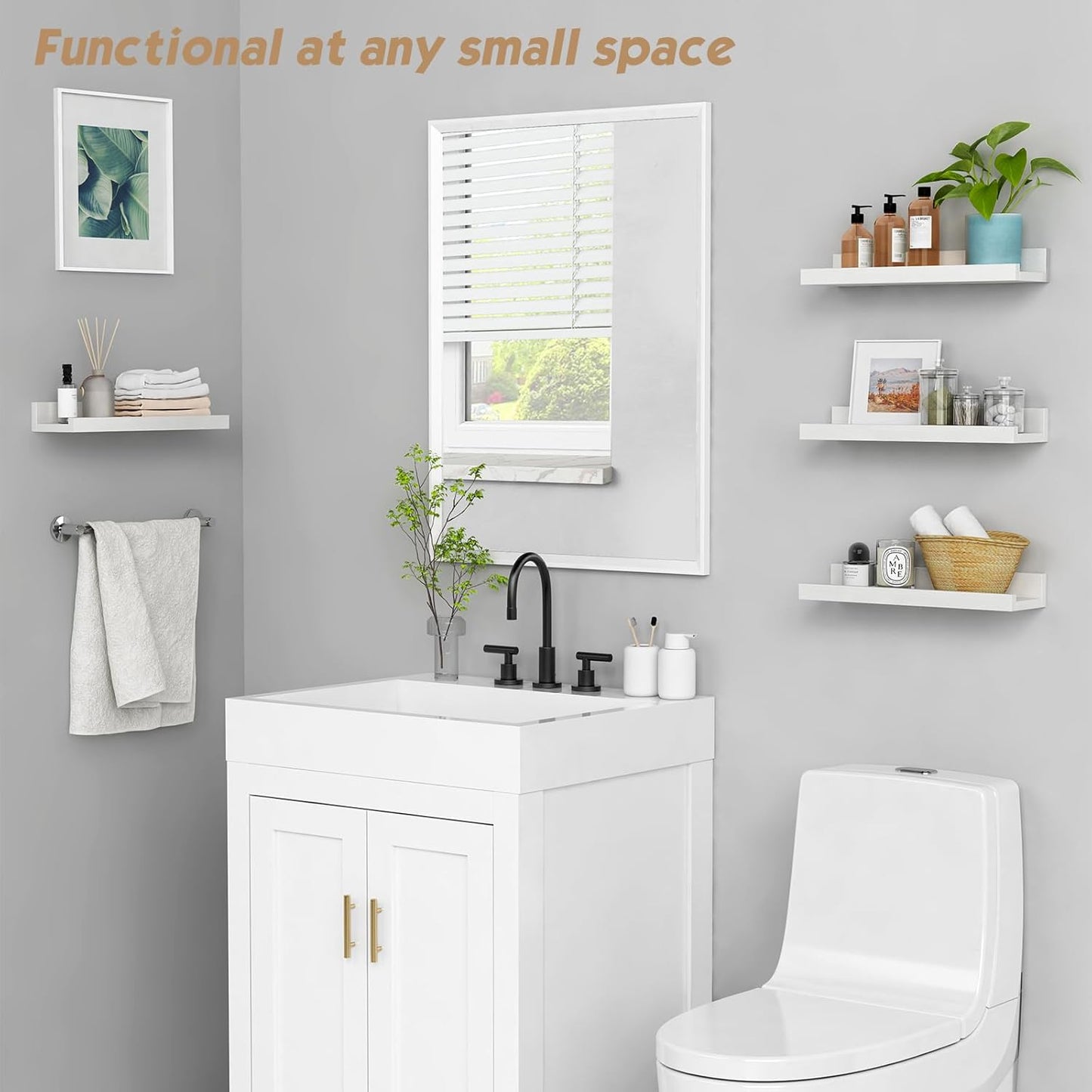 Forbena Nursery Book Shelves for Wall Set of 4, Wood Floating Kids Bookshelf for Nursery Boy Girl, Small Corner Wall Mounted Book Shelf for Baby Room, Toddler Child Bedroom Toy Decor Storage (White)