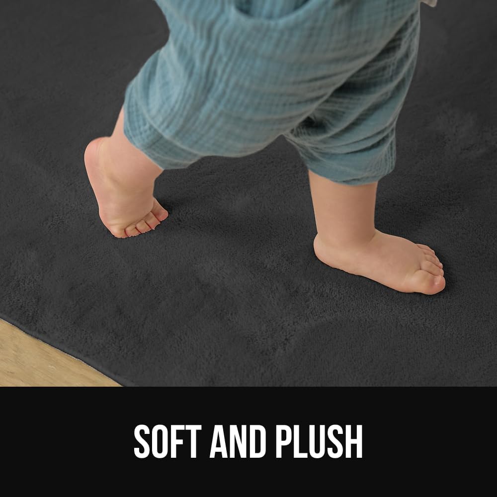 GORILLA GRIP Ultra Soft Washable Area Rug, 5x7, Stain and Slip Resistant Plush Thick Carpet for Bedroom Living Room, No Shed Floor Rugs, Pet Friendly, Dorm Essentials, Nursery Home Decor, Dark Gray