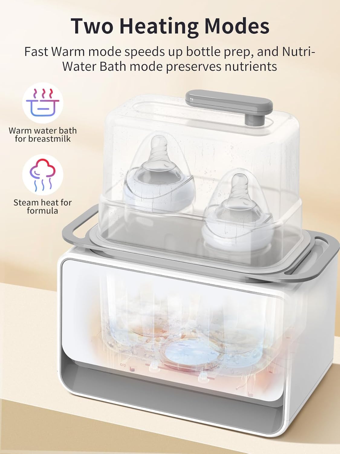 GROWSNY Fast Baby Bottle Warmer, 12-in-1 Milk Warmer with Steam and Water Bath Warming Modes for Breastmilk &Formula, Food Heating,with Thaw, Steri-lize, Egg Boil Function, Fits Most Types of Bottles