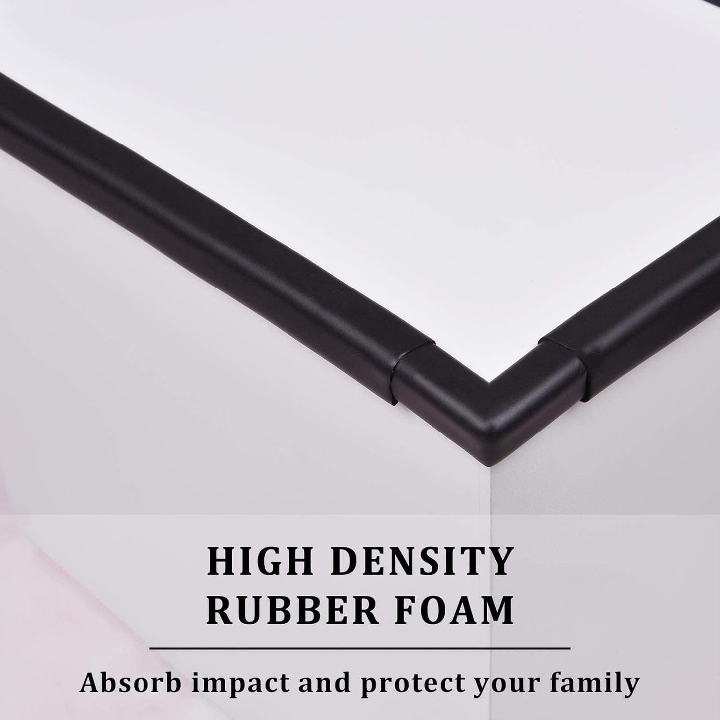 Edge Corner Protector Baby Proofing (Large 20ft Edge 8 Corners), Durable, High Density Rubber Foam, Fireplace Stair Furniture Safety Bumper Guard, 3M Double-Sided Tape, Black