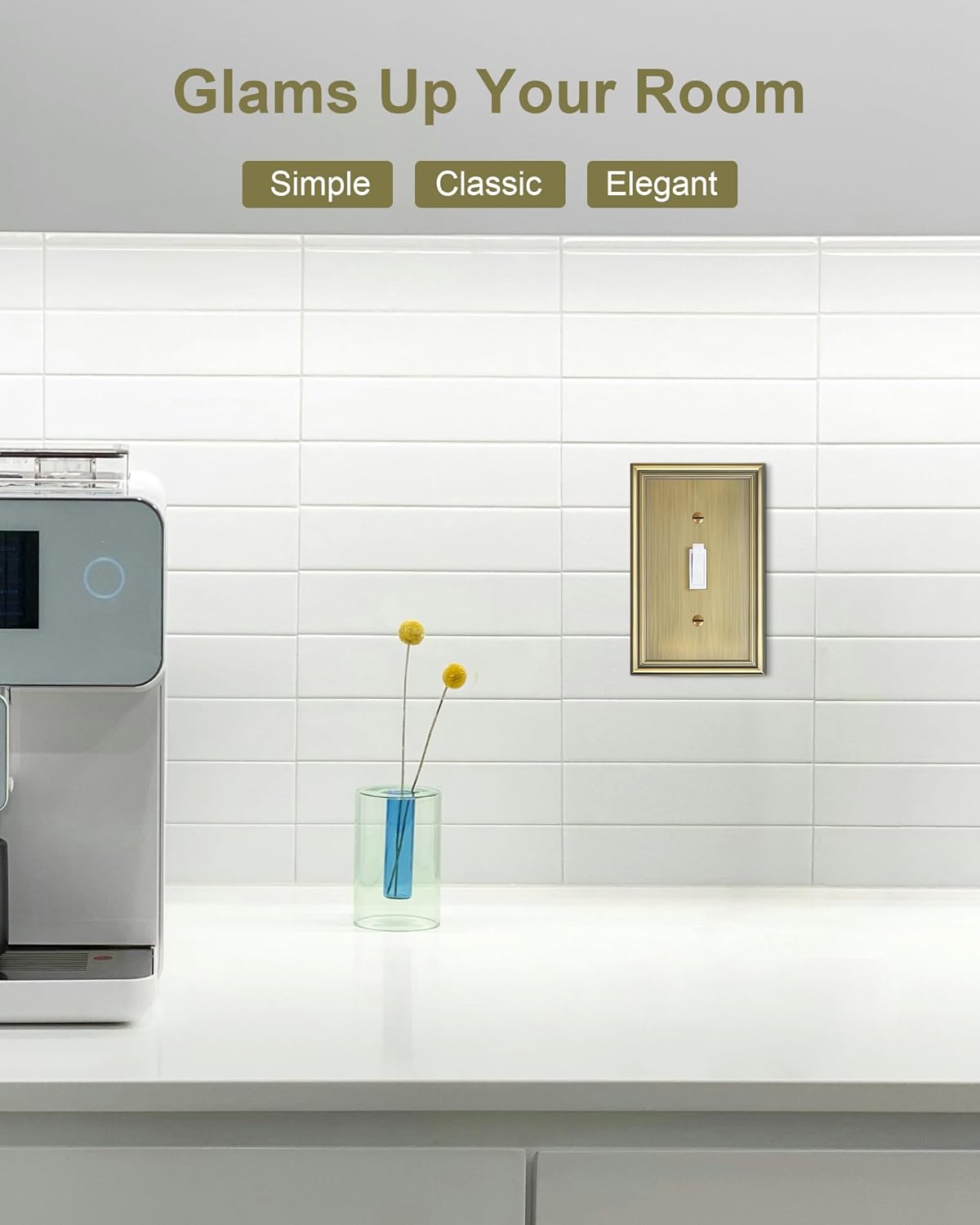 4-Pack Single Toggle Light Switch Cover Plate, Durable Solid Zinc Alloy Decorative Switch Plate Covers, Antique Brass 1 Gang Wall Plate, Corrosion Resistant