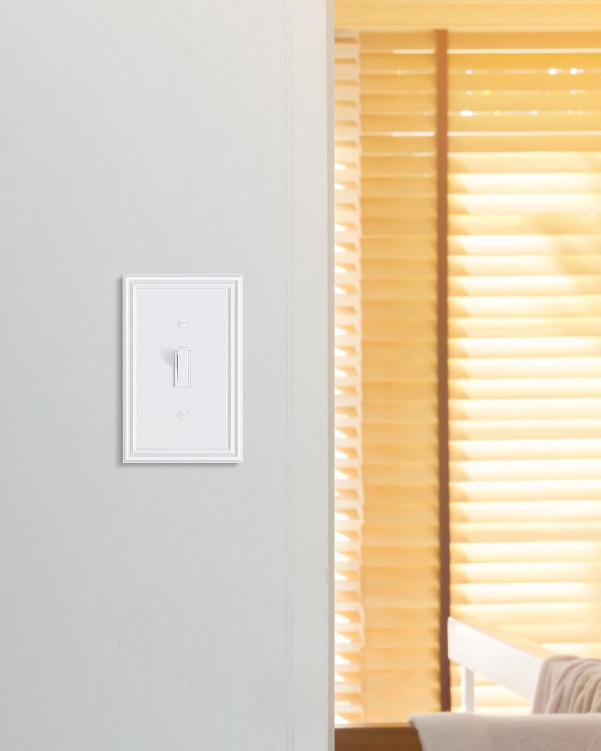 2-Pack Single Toggle Light Switch Cover Plate, Durable Solid Zinc Alloy Decorative Switch Plate Covers, White 1 Gang Wall Plate, Corrosion Resistant