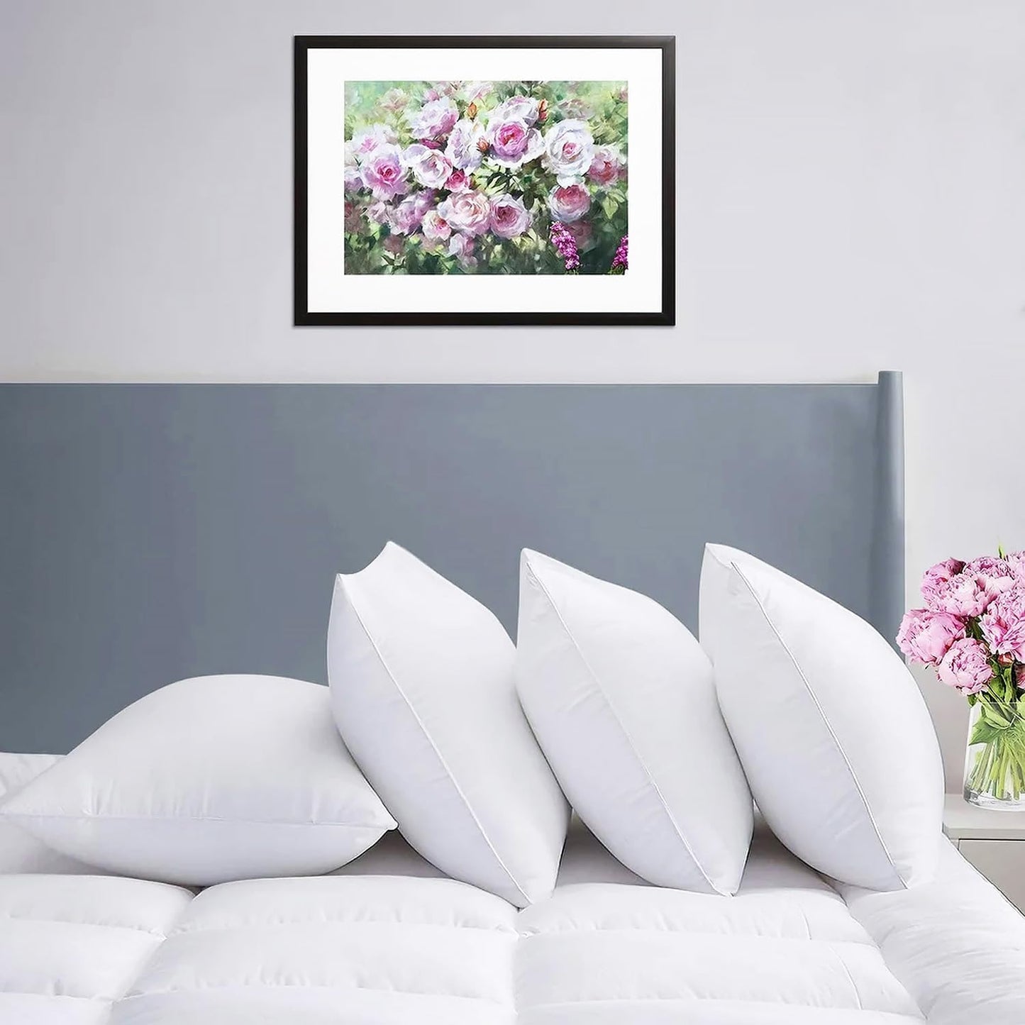 Hotel Collection Bed Pillows Queen Size Set of 2 Back Sleeper Pillow for Adults Stomach Kids Side Sleeping Medium Soft Plush Fluffy White 20x30 inches