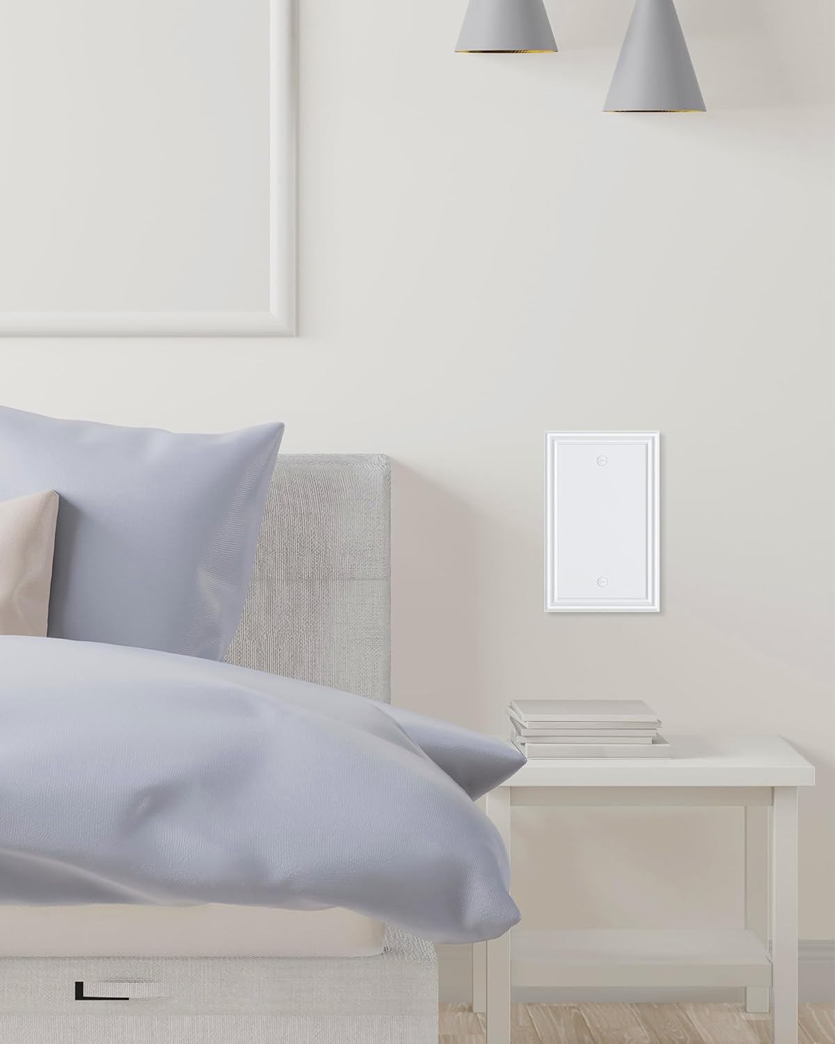 2-Pack Single Blank Wall Plates, Durable Solid Zinc Alloy Blank Outlet Covers, Decorative Pure White Wall Plate Cover for Unused Outlets/Switches, Corrosion Resistant