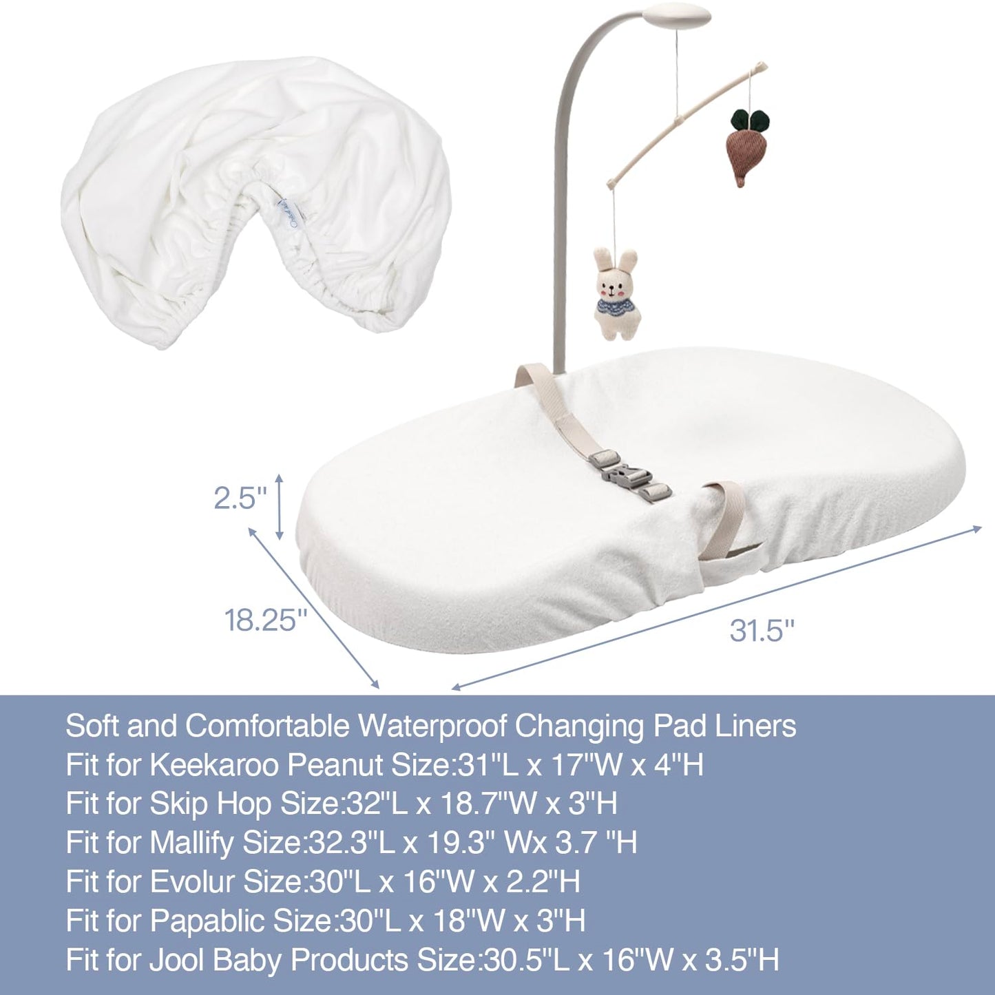 1-Pack Changing pad Cover Waterproof - Soft Baby Baby Changing pad Cover,Contour Changing Pads Liners,Change Pad Cover,Ultra-Soft & Breathable,Fits Skip Hop,Keekaroo Peanut,Machine Washable(1)