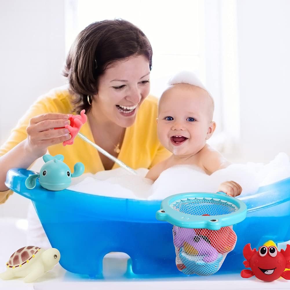 Shindel 16 PCS Baby Bath Toys, Floating Pool Toys for Kids Toddler Boys Girls