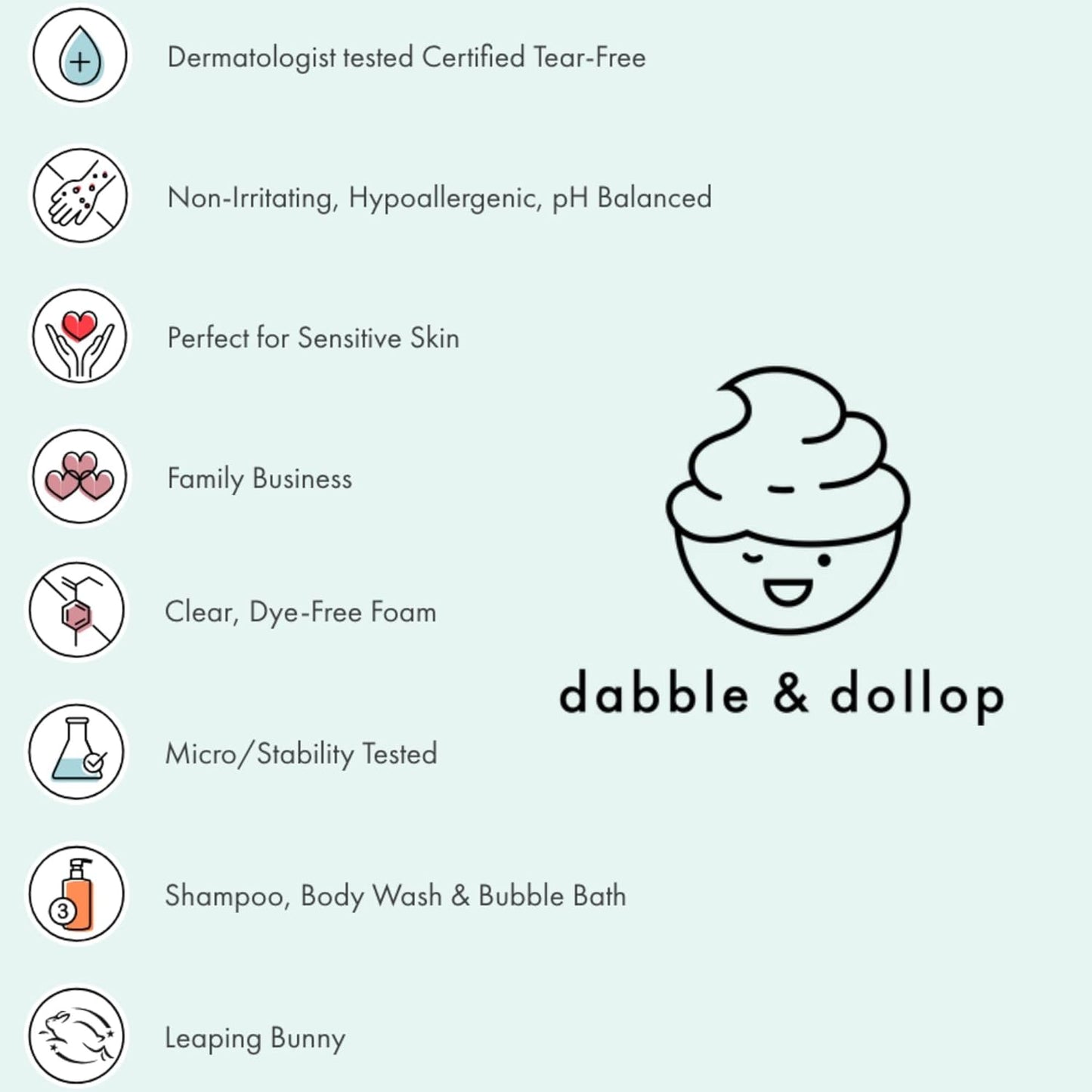 Dabble & Dollop Beachy Bundle, Natural Bubble Bath, Body Wash, Shampoo for Kids, USA-Made, Paraben & Sulfate Free, Vegan, Gluten-Free, Tear-Free, Honeydew Melon, Vanilla & Coconut (Set of 3)
