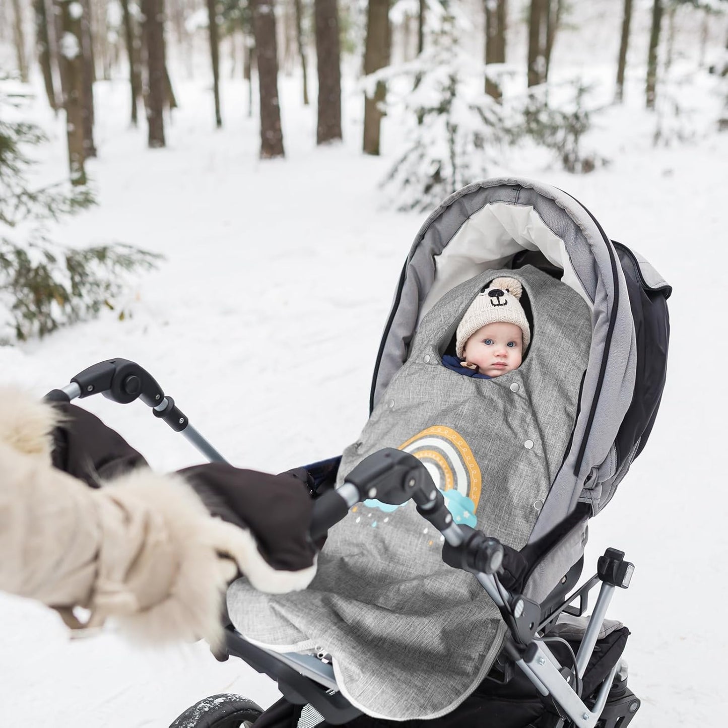 Stroller Cover for Winter, Universal Waterproof Baby Stroller Footmuff, Warm Bunting Sleeping Bag for Cold Weather(Rainbow)