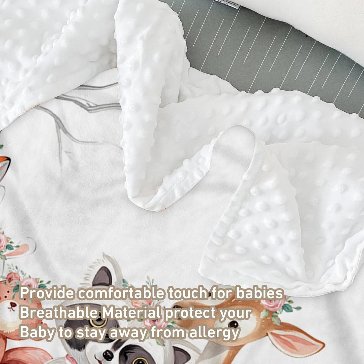 Custom Name Crib Bedding Set - Sika Deer & Fox Pattern, Personalized Nursery Bedding 3-Piece Set– Soft Blanket, Fitted Sheet, Changing Pad Cover – for Newborns Girls Nursery Gifts