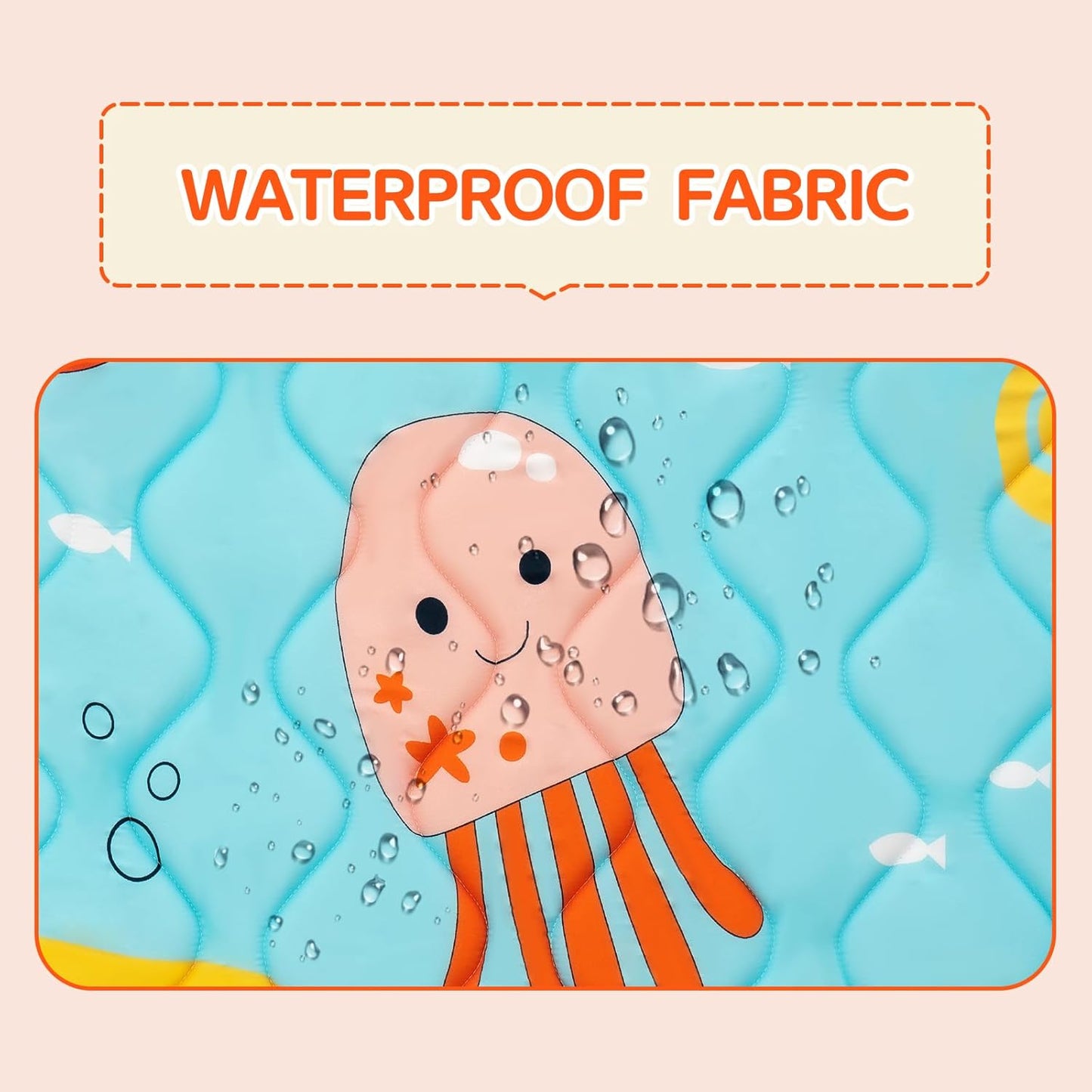 Baby Play Mat - Thicken 50x50 Inch Soft Foam Crawling Mat for Playpen & Floor, Non-Slip Waterproof Playmats for Infants & Toddlers, Portable Foldable & Machine Washable, Ocean World