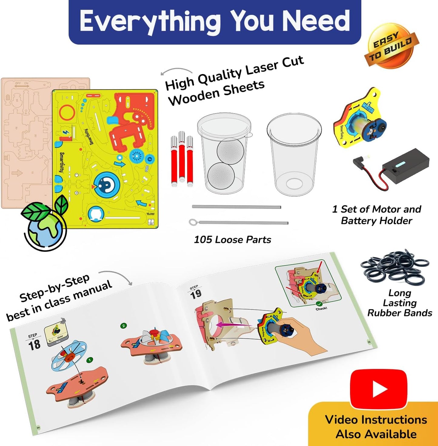 Smartivity 10-in-1 Motor-Powered Gadgets Kit for Kids Ages 6,7,8,9,10,11,12 Years Old | Build 10+ Cool Electronics Projects | Birthday Gifts for Boys & Girls | DIY Science Toy for Kids 6-12