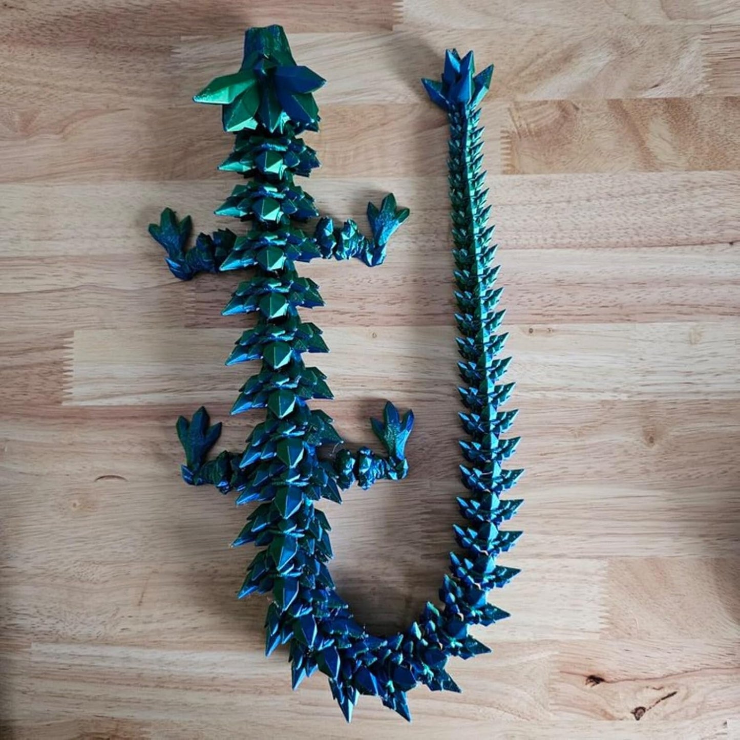 Crystal Dragon - Articulated Flexi Dragon - 3D Printed Gift (Teen, Blue/Green)