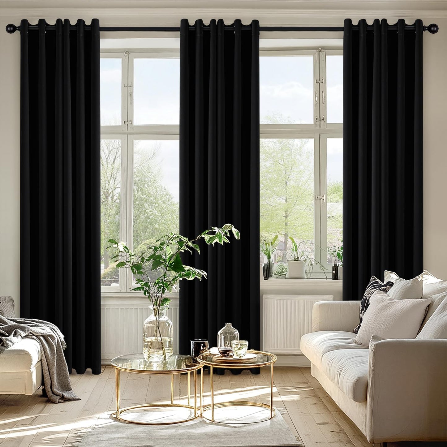 MIULEE Black Blackout Curtains for Bedroom Living Room 78 Inches Long 2 Panels, Thermal Insulated Room Darkening Drapes Solid Grommet Top Noise Reduction Light Blocking Window Treatments 40x78 Inch