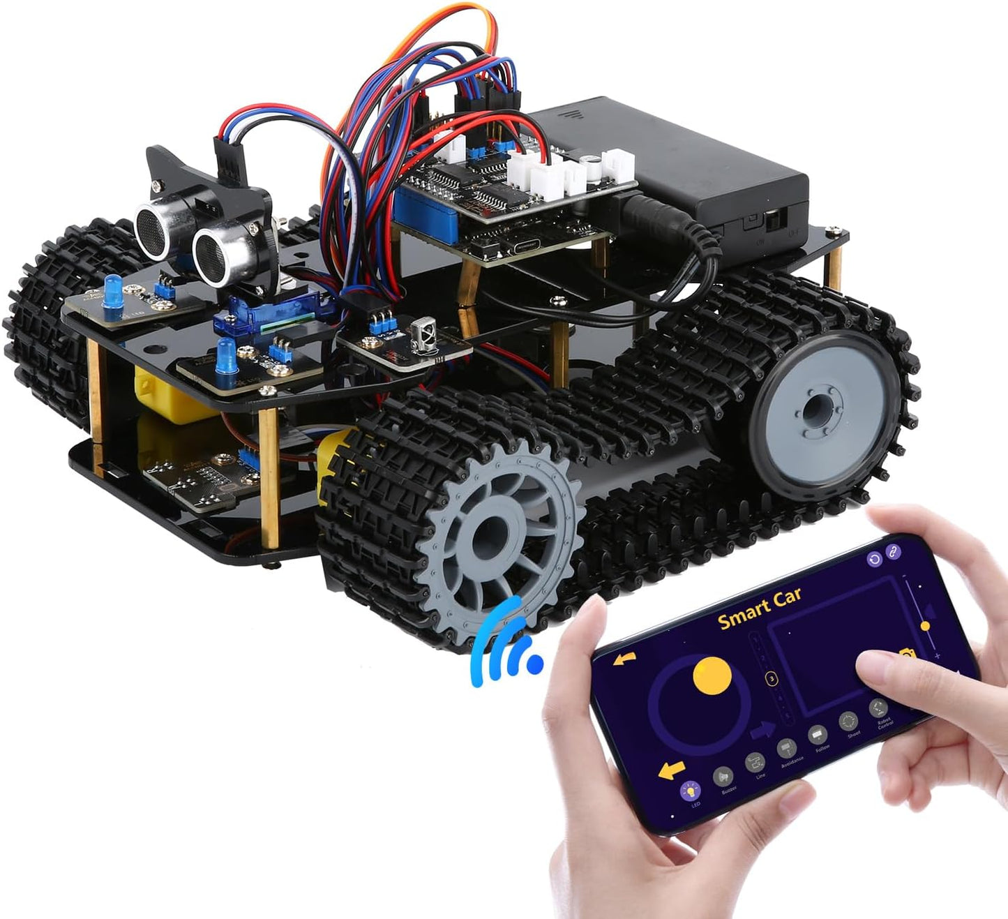 Smart Car kit Functions STEM Coding for Ages 13-16,16+ Tank Expansion Pack (Without Car-QD004