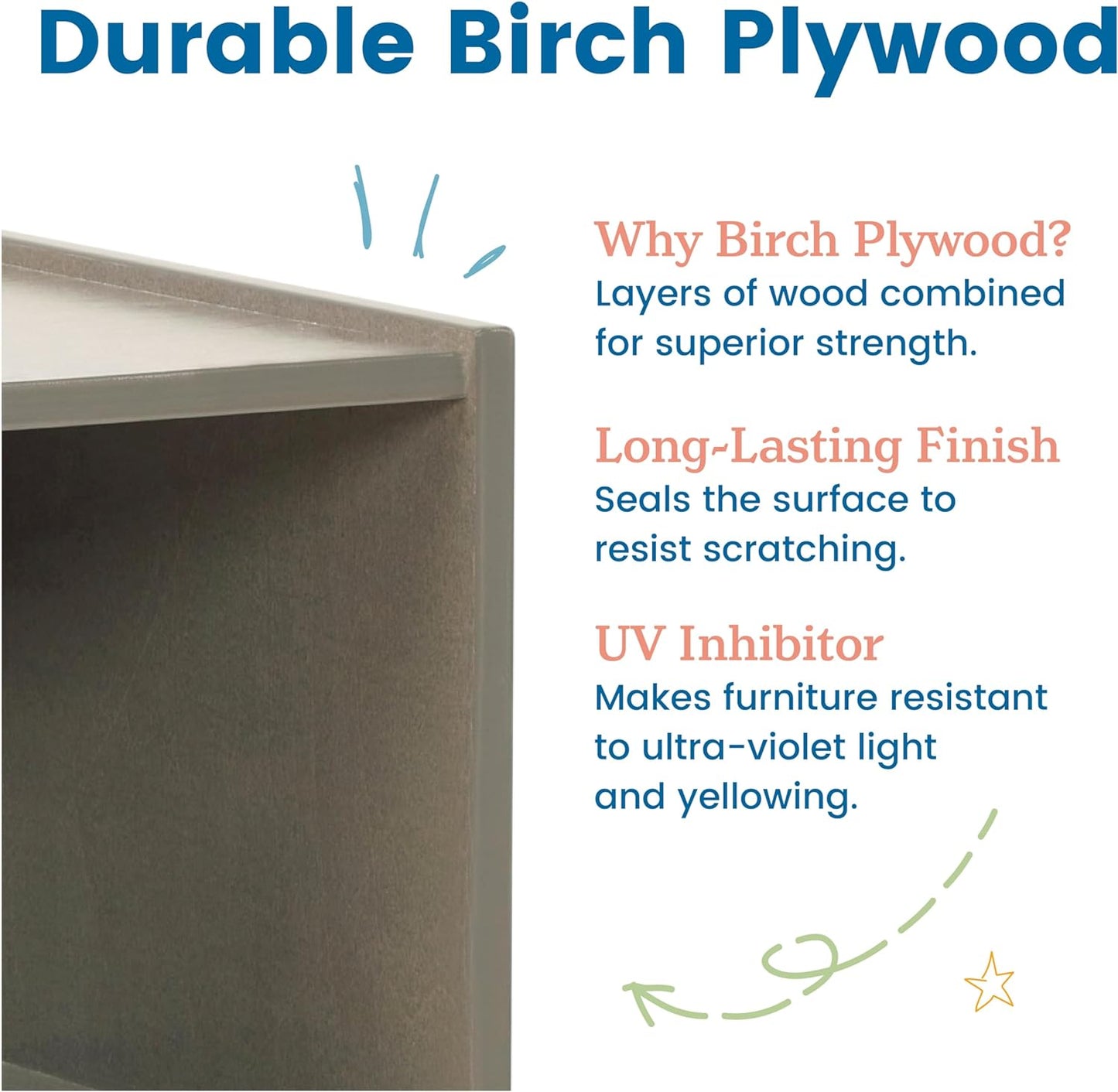 ECR4Kids Reach-Up Step Stool with Handles, Kids Furniture, Grey Wash