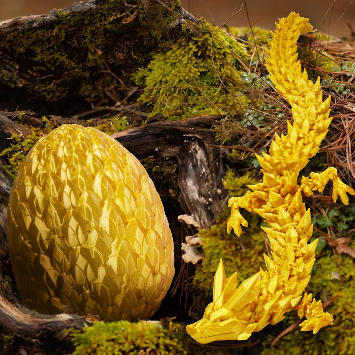 3D Printed Dragon Egg, Beautiful Flexible Joints Executive Desk Toys, Gifts for Adults and Kids (Gold)