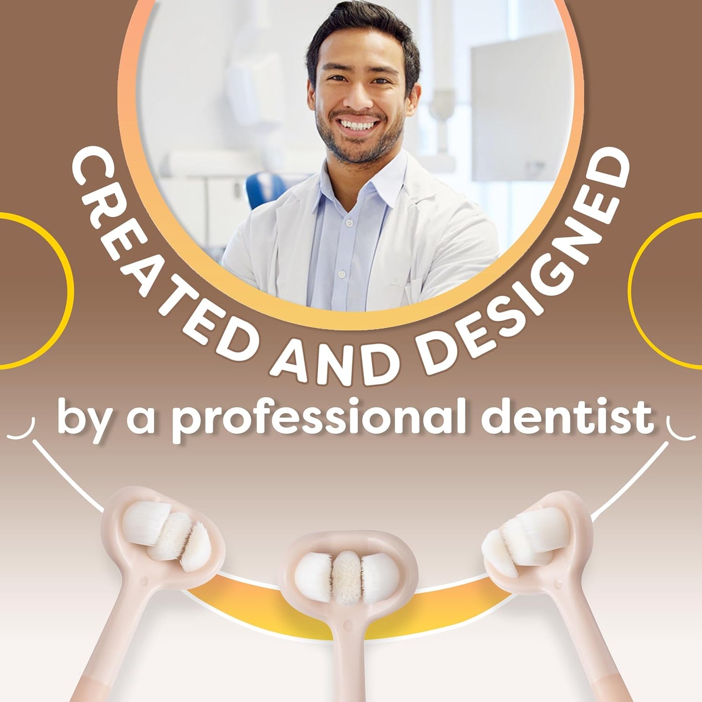 Trueocity Extra Soft Toddler Toothbrush, Toddler Toothbrushes 1-2 2-4, Toothhugger High Efficient 3 Sides Baby Toothbrush 12 Months and Up, Infant Training Brush, 10,000 Ultra-Soft bristles (Apricot)