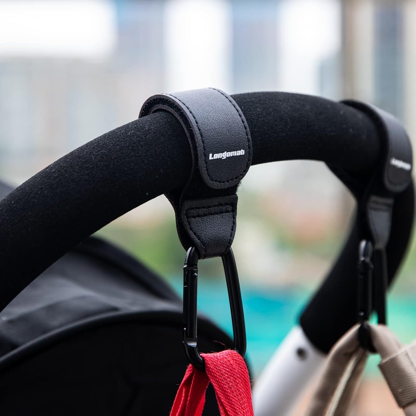 (4-Pack) Baby Stroller Hooks Clip or Hanging Diaper Bag Universal Hooks Accessories for Stroller and Car or Shopping Cart (Black and Brown)