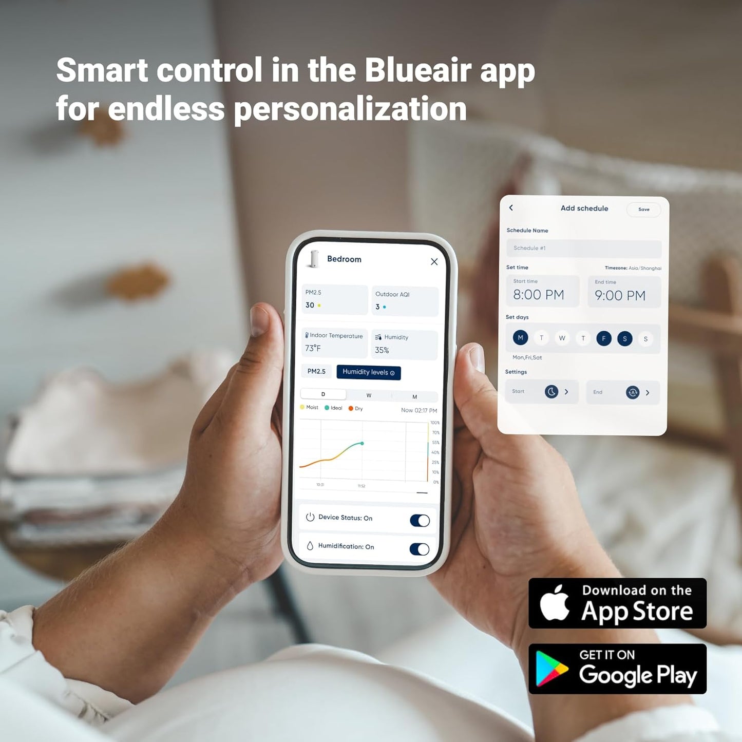 BLUEAIR 2-in-1 Purify + Humidify: Air Purifier and Humidifier with HEPASilent™ and 360° InvisibleMist™ Technology, Top Pour - covers 1,726 sqft in 60 minutes - Perfectly balanced air, one product