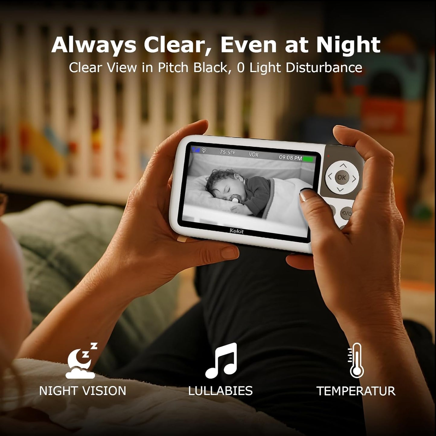 5'' Video Baby Monitor with Camera and Audio,36-Hrs Battery Life,HD Camera Remote Pan Tilt 3X Zoom,Long Range Baby Monitor No WiFi,Night Vision,Portable,2-Way Talk,VOX-Saving Power IPS Screen