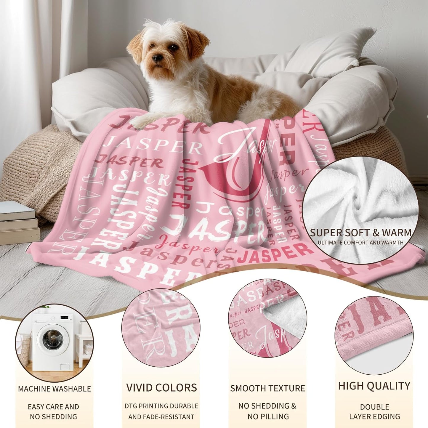 Ship Next Day, Custom Name Blanket - Printed in USA, Personalized Baby Blankets for Girls, Baby Blanket with Name, Ultra-Soft Cozy Fleece Blankets, Gifts for Boys & Girls Kids Teen Girl New Mom