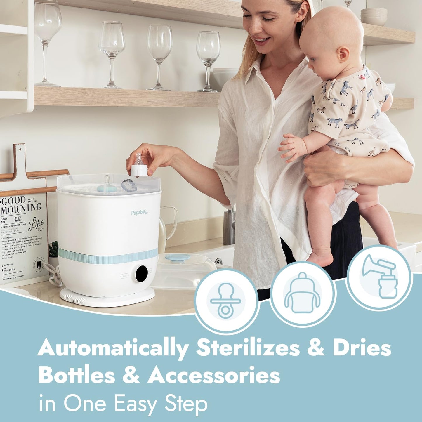 Papablic Bottle Sterilizer and Dryer Pro Max, 13 Bottles Extra-Large Capacity for Big Family, Electric Steam Bottle Sanitizer for Baby Bottles, Parts & Other Newborn Essentials