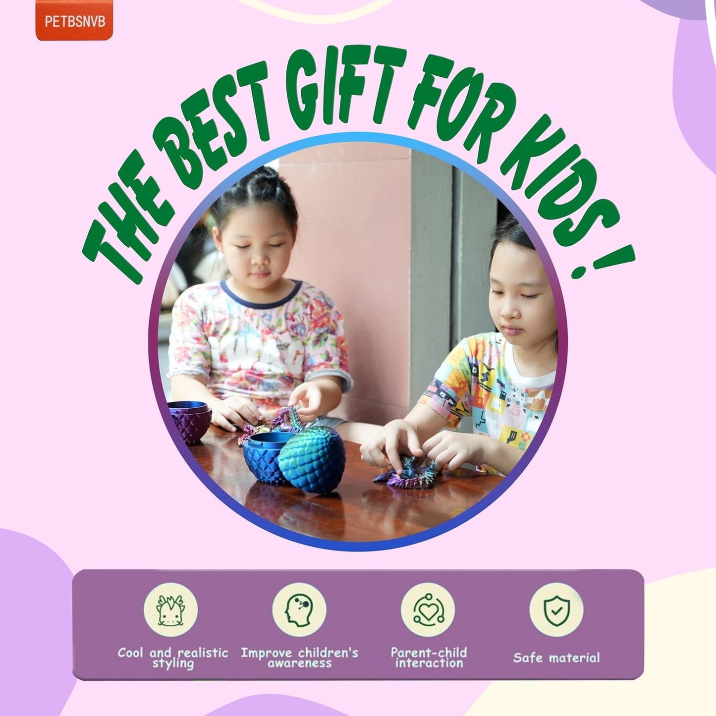 3 Colors 7" 3D Printed Dragon with Wings in Egg, Easter Basket Stuffers, Crystal Dragon Surprise in Eggs, Articulated Dragon, Dragon Fidget Toy, Home Office Decor Executive Desk Toy (Brown)