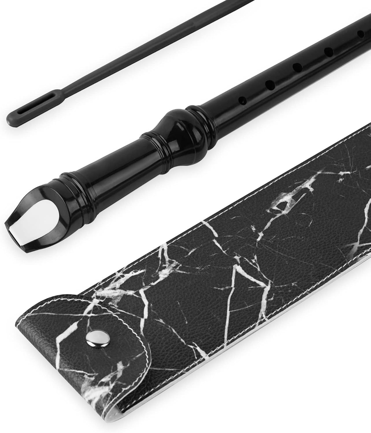 Recorder Instrument for Beginner Kids Adults,8-Hole Soprano Descant Recorder Music Flute with with Cleaning Rod & Leather Case For School Student Home Entertainment(2-Black Marble)