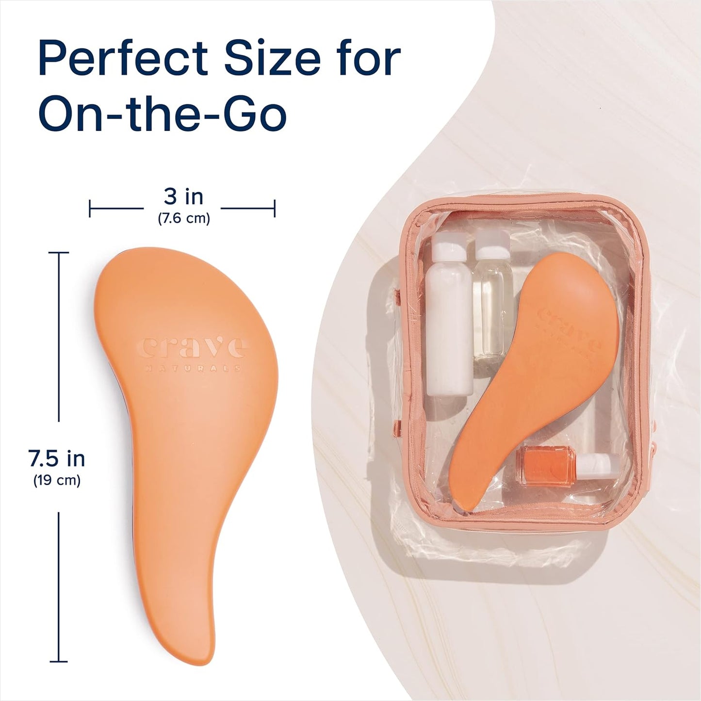 Crave Naturals Glide Thru Hair Brush - Detangler Brush for Curly, Straight, Wet or Dry Hair - Gentle Detangling Brusheses for Adults, Kids, Toddlers - Hair Accessories for Women, 7.5"x3" - Coral