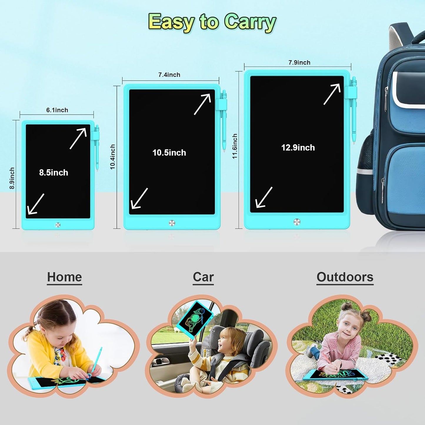 10.5 Inch LCD Writing Tablet for Kids, Colorful Toddler Doodle Board - Erasable Drawing Pad, Educational Learning Toy for Ages 3-8 - Valentine's Day Christmas Birthday Gifts (10.5 Inch, Blue)