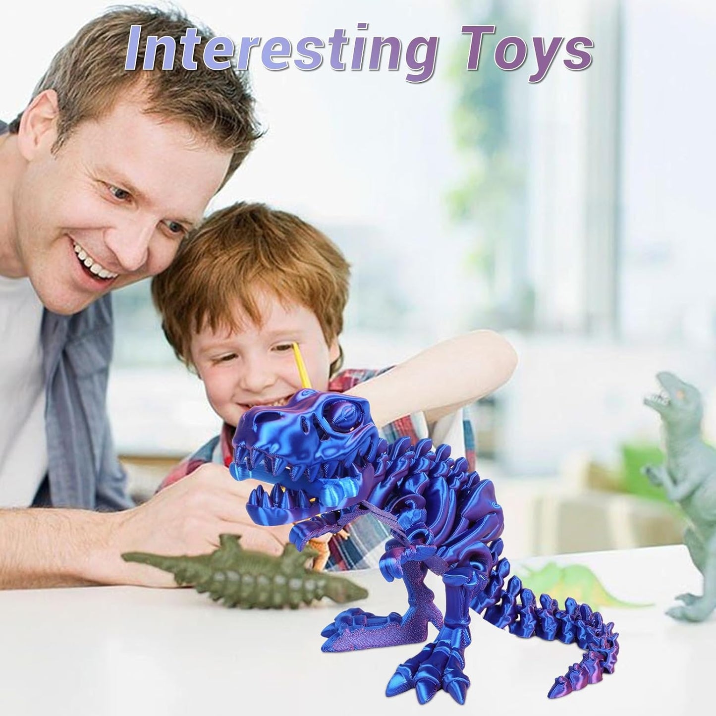 3D Printed Dinosaur Bones Tyrannosaurus Rex Skeleton with Movable Joints, 3D Model Skull T-Rex, Flexible Articulated Dinosaur Fidget Toys Adults for Autism/ADHD