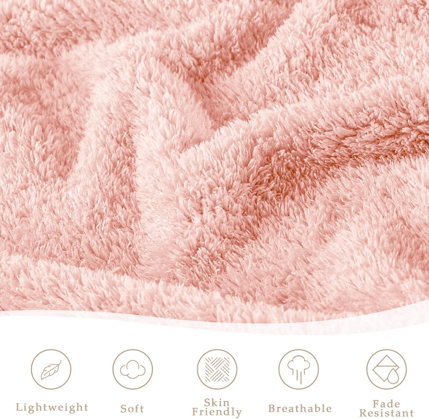 Exclusivo Mezcla Fleece Blanket for Couch, Soft and Cozy Queen Blankets for Women Men Girls Kids, Suitable for All Seasons, Light Pink, 90x90 Inches