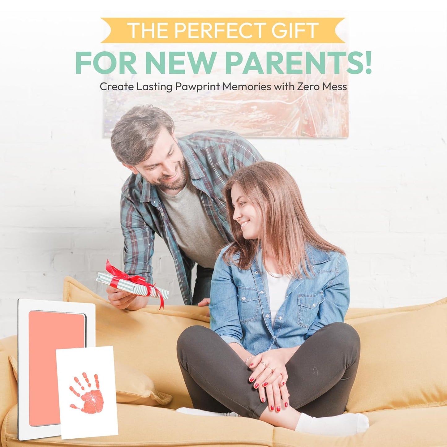 Clean Touch Ink Pad for Baby Handprints and Footprints – Inkless Infant Hand & Foot Stamp – Safe for Babies, Doesn’t Touch Skin – Perfect Family Memory or Gift – Pink Print Kit by Tiny Gifts