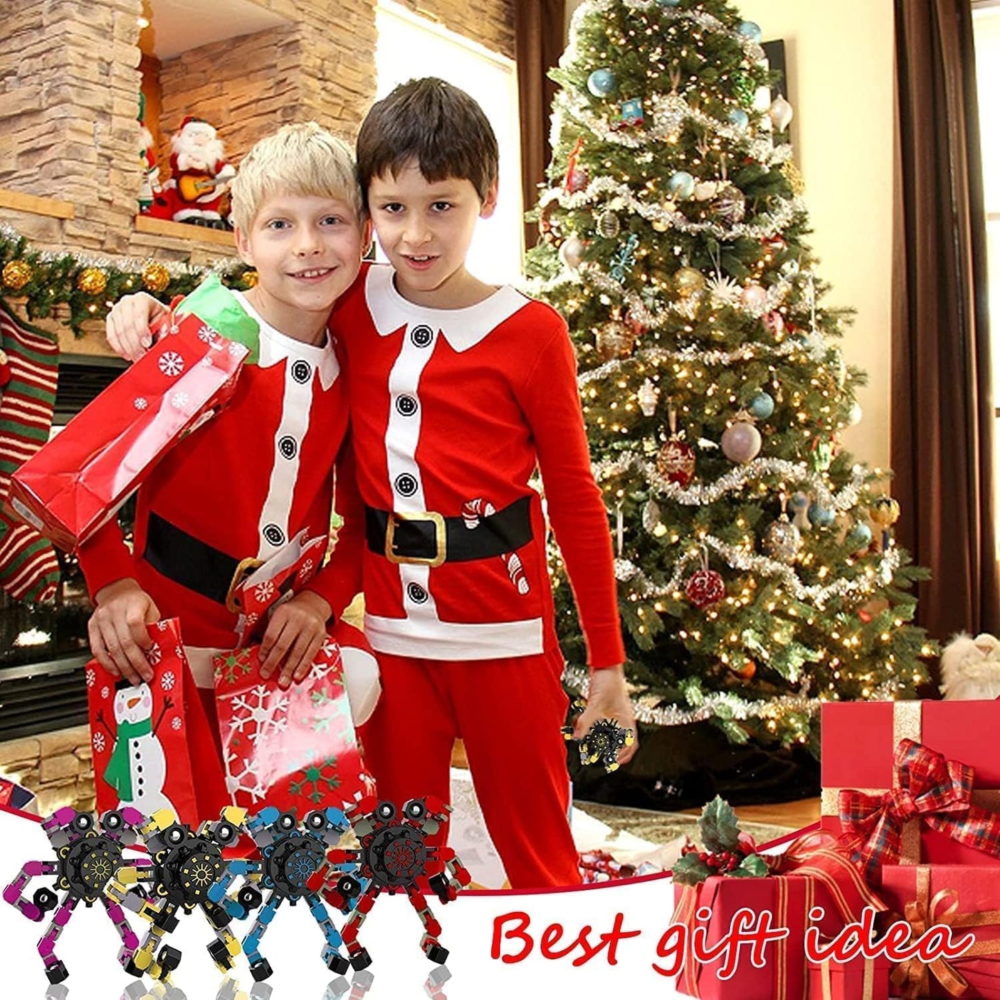 6 Pcs Deformable Robot Fidget Spinners Toys for Party Favor, Transformable Fingertip Spinner for Classroom Prizes, Christmas Valentine Gifts Goodie Bag Stocking Easter Basket Stuffers for Kids