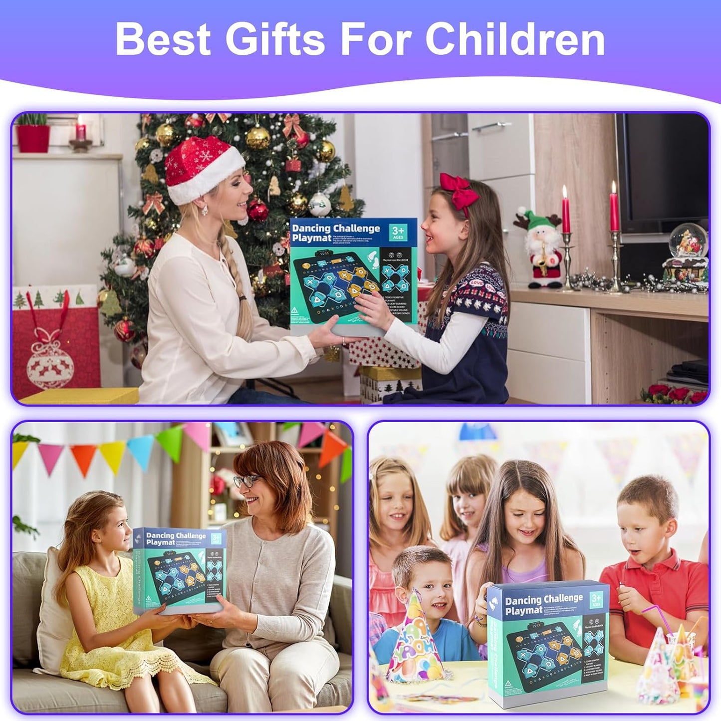 2Player Dance Mat for Kids, Electronic Double Dance Mixer Rhythm Step Play Mat,Dance pad Game Toys Music for Girls Boys,Christmas/Festival/Birthday Gifts for Kids,Age 3 4 5 6 7 8 9 10 11 12+ Year Old