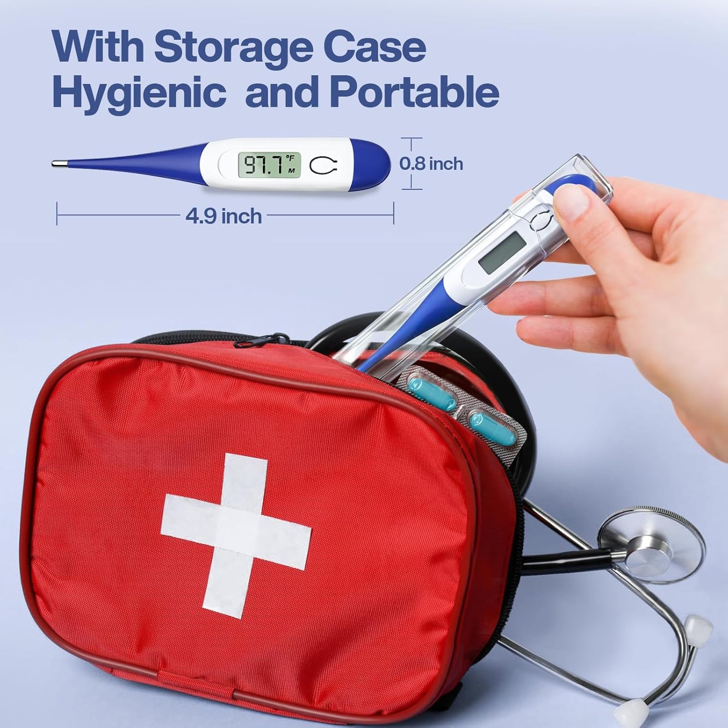 Boncare 10 Seconds Digital Thermometer for Adults and Kids - Accurate & Safe Rectal Thermometer for Baby with Fever Alarm, Oral Thermometer FSA HSA Eligible (Dark Blue)