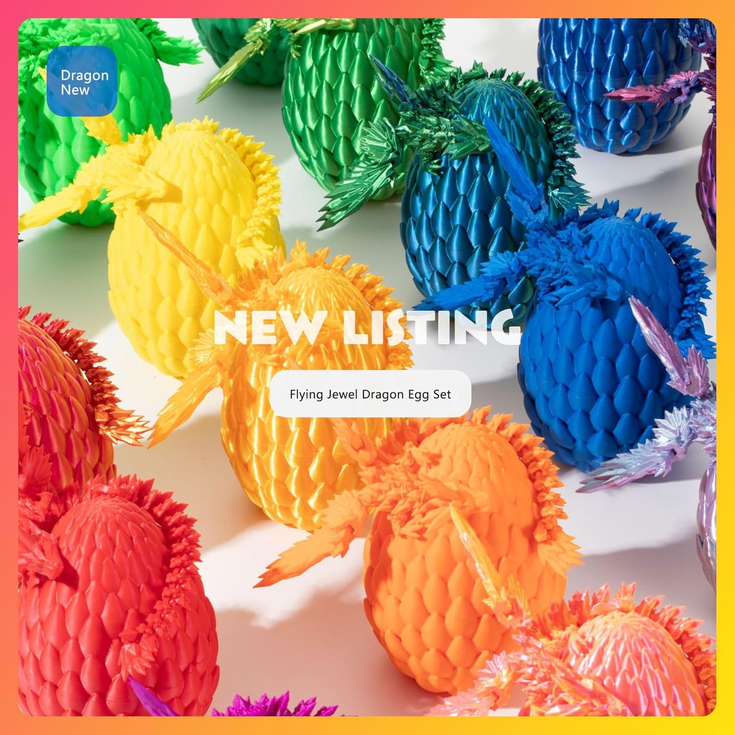 GerRit 3D Printed Dragon,Crystal Dragon,3D Printed Stuff,Dragon Fidget Toy,3D Dragon Eggs with Dragon Inside,Home Office Decoration, Administrative Desk Toys (Dream Orange)