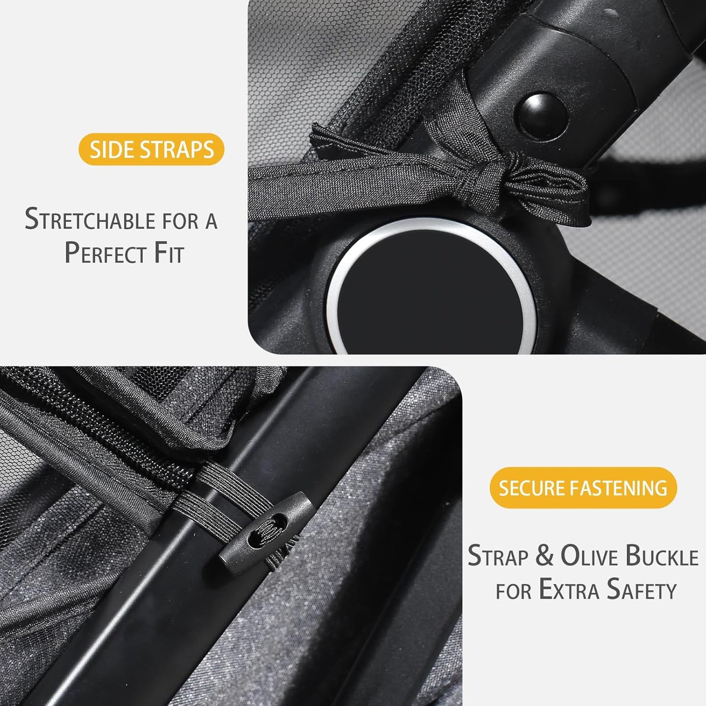 Mosquito Net for Stroller, Universal 3D Baby Bug Net with Two-Way Zippers & Storage Bag, Breathable & Foldable Netting for Stroller, Bassinet,Cradle(Black)