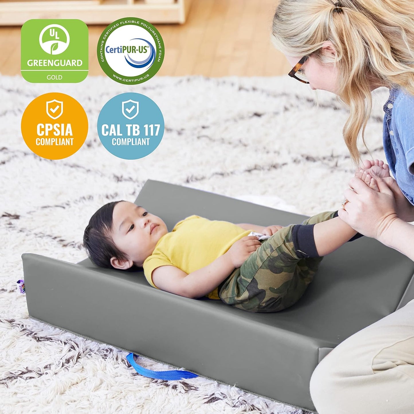 ECR4Kids SoftZone Baby Changing Pad, Contoured, Grey/Light Grey