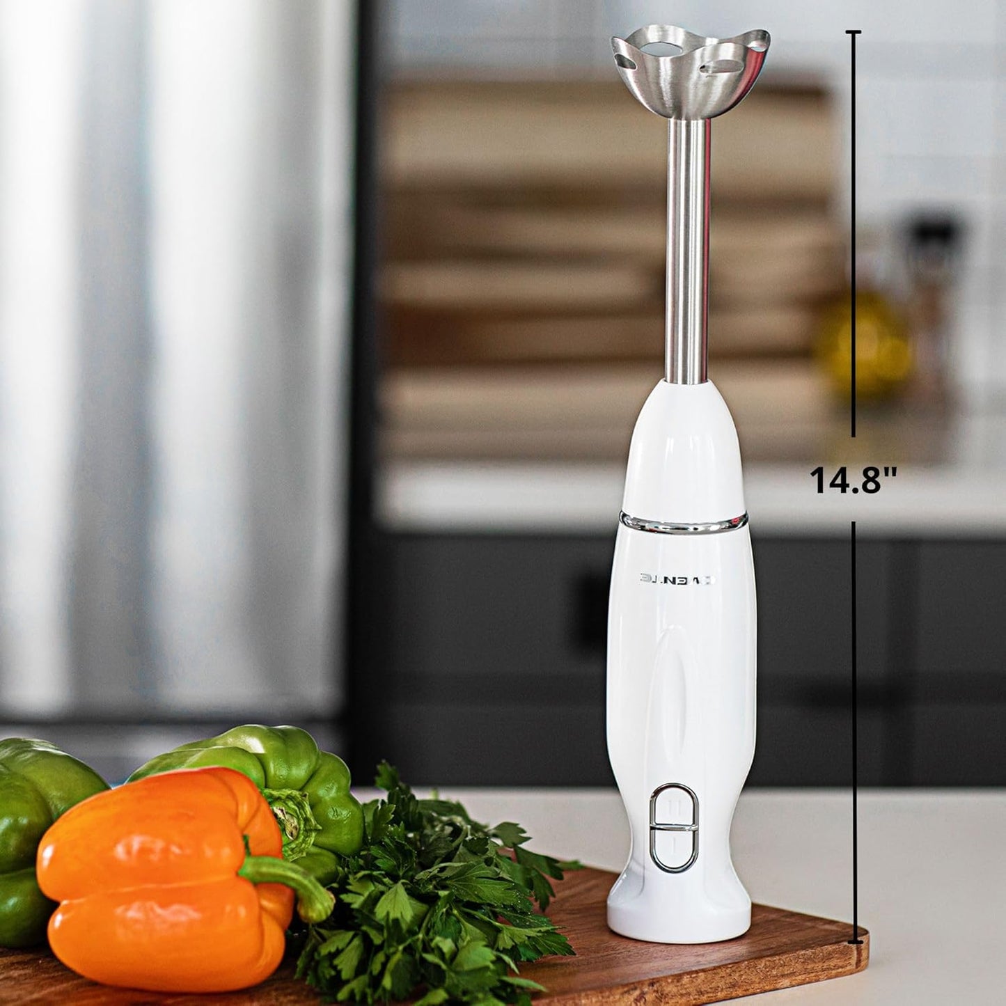 OVENTE Immersion Hand Blender, 300W Electric Handheld Portable Stick Mixer with 2 Mixing Speed and Stainless Steel Blades for Effortless Blending Smoothies, Shakes, Puree or Baby Food, White HS560W
