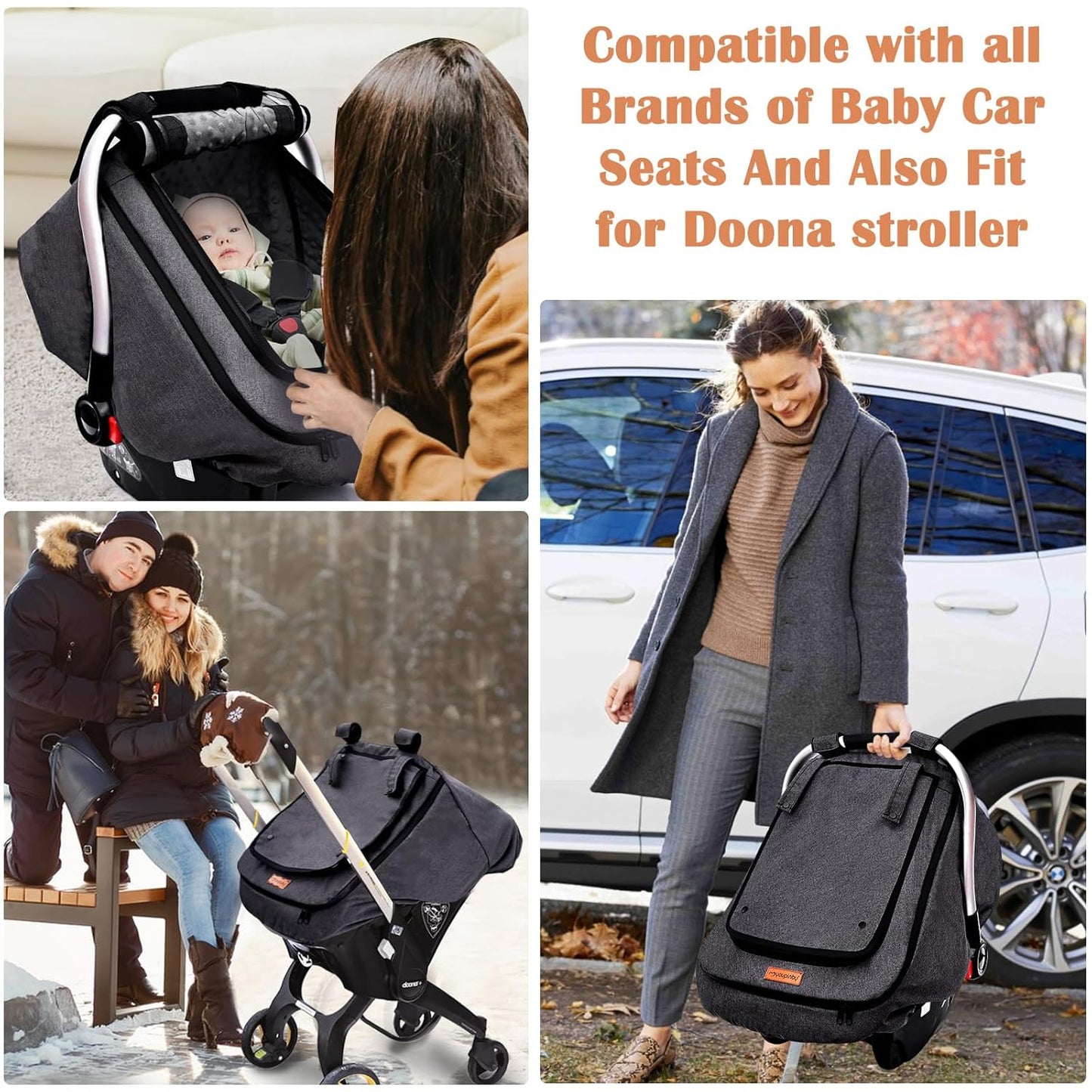 Waterproof Baby Stoller Bunting Bags Winter Carseat Canopies Cover to Protect Baby from Cold Wind, Super Warm Plush Fleece Baby Carrier Cover for Infant Boys Girls, Keeps Babies Warm and Cozy