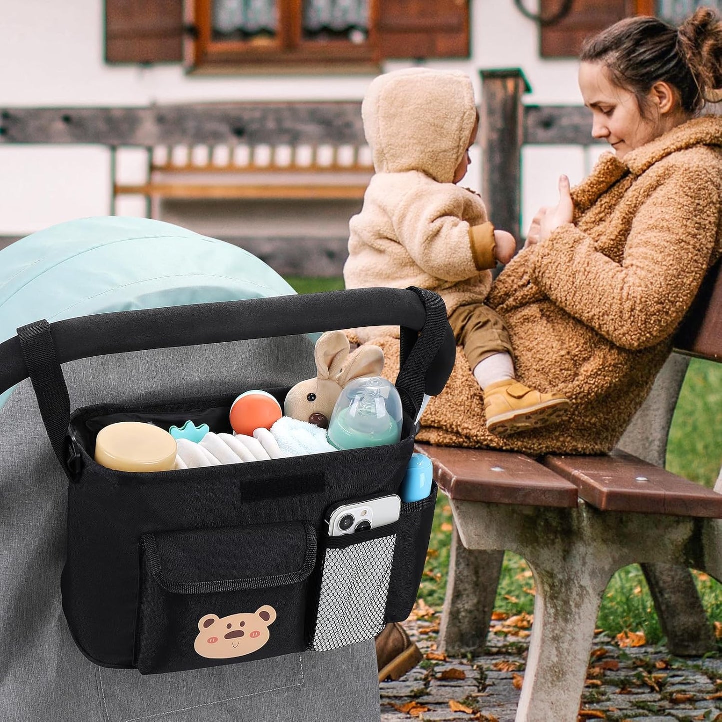 Accmor Universal Stroller Organizer with Cup Holder and Shoulder Strap, Stroller Bag Caddy Organizer Stroller Accessories for Uppababy, Baby Jogger, Nuna, Doona, Britax Strollers