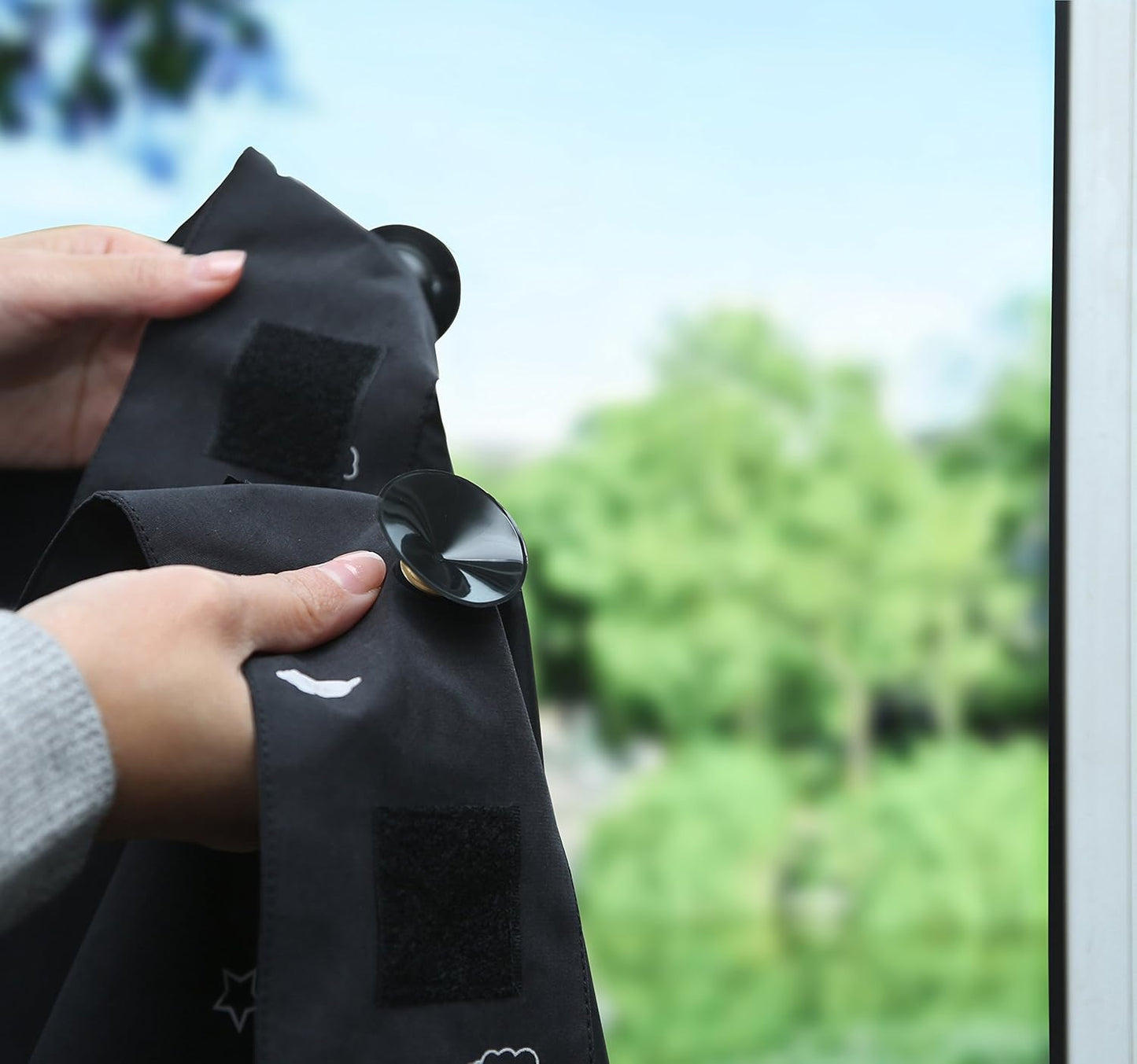 Amazon Basics Portable Blackout Curtain Shade with Suction Cups, 50" W x 78" L, 1-Pack, Moon and Stars