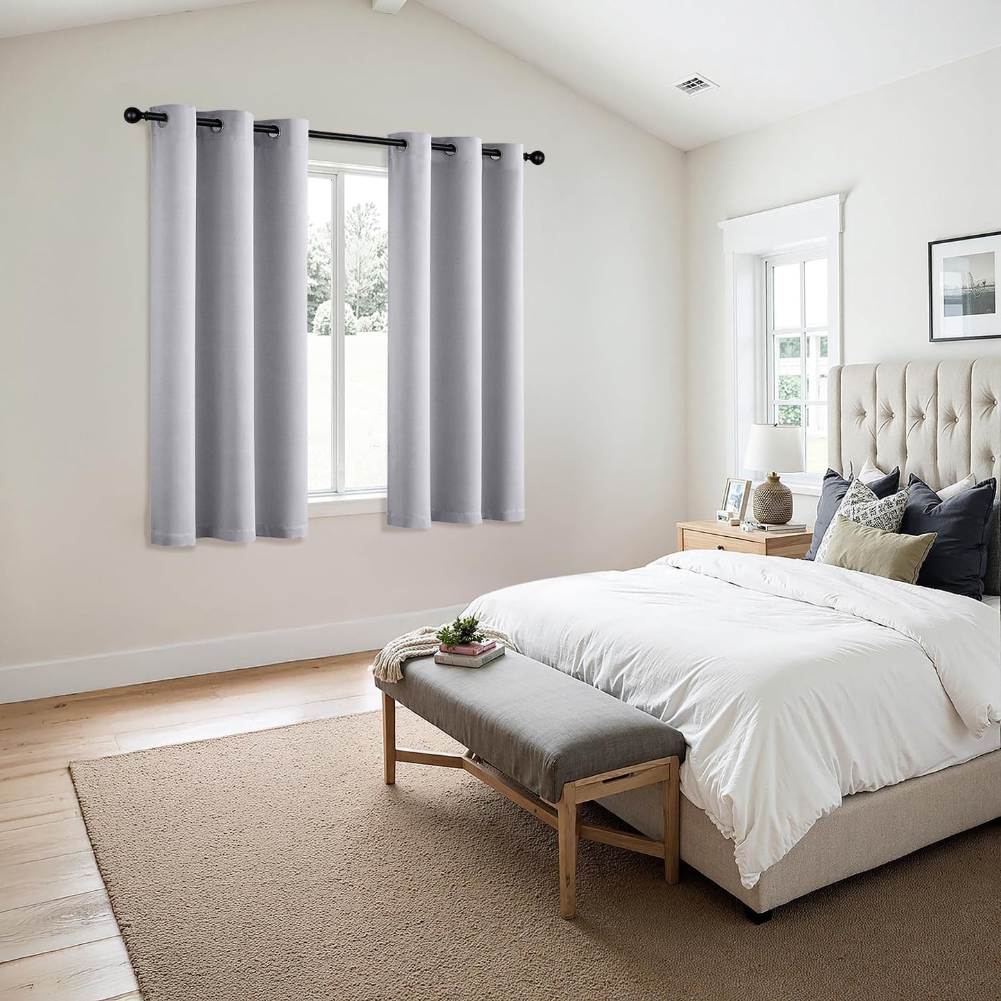 MIULEE Bedroom Blackout Curtains Thermal Insulated Room Darkening Drapes for Living Room Kitchen Grommet Top Light Blocking Window Treatment Curtains, 40 x 54 Inches Long, 2 Panels, Greyish White